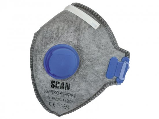 Scan Fold Flat Disposable Odour Mask Valved FFP2 Protection (Pack 3)