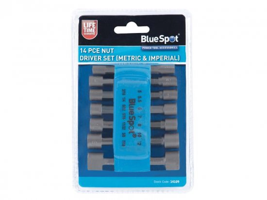 BlueSpot Tools Metric & Imperial Nut Driver Set 14 Piece