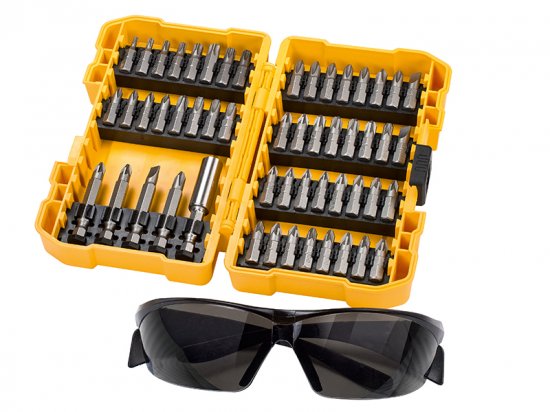 DeWalt DT71540 High-Performance Screwdriving Bit Set, 53 Piece + Safety Glasses