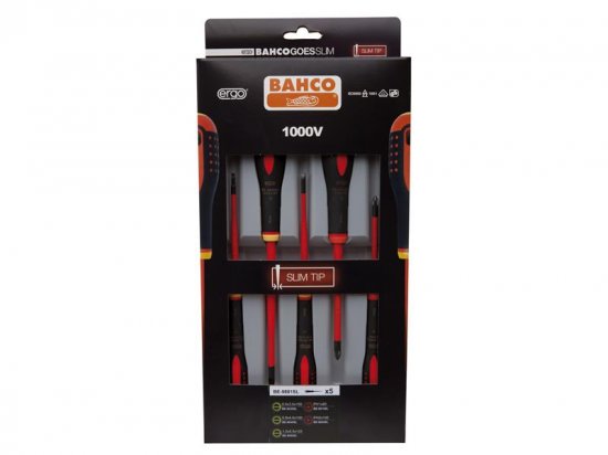 Bahco BE-9881SL ERGO Slim VDE Insulated Screwdriver Set 5 Piece