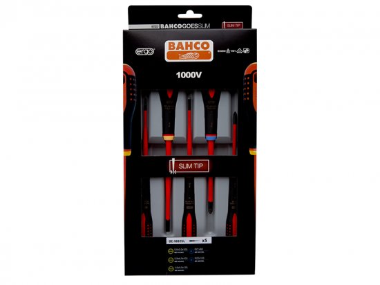 Bahco SLIM ERGO Insulated Screwdriver Set 5 Piece