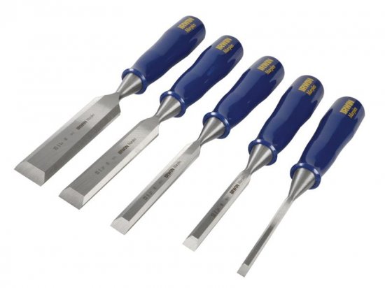 Irwin M444 Bevel Edge Chisel Blue Chip Handle Set, 5 Piece