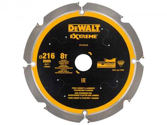 DeWalt Extreme PCD Fibre Cement Saw Blade 216 x 30mm x 8T