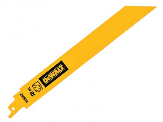 DeWalt Bi-Metal 1in High Metal Reciprocating Blade 228mm x 18 TPI (Pack 5)