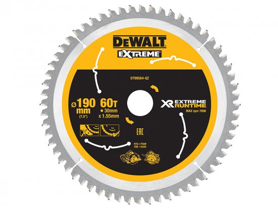 DeWalt XR FlexVolt Circular Saw Blade 190 x 30mm x 60T