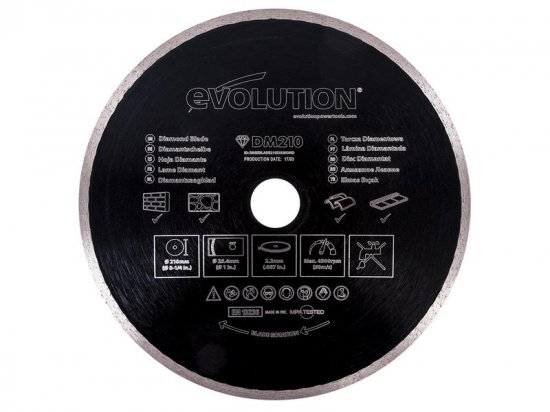 Evolution RAGE Diamond Blade Continuous Rim 210 x 25.4mm