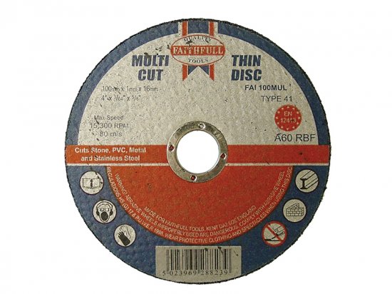 Faithfull Multi-Purpose Cutting Disc 100 x 1.0 x 16mm (Pack 10)