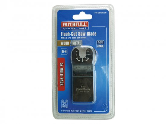 Faithfull Bi-Metal Flush Cut Wood/Metal Blades 32mm (Pack 5)