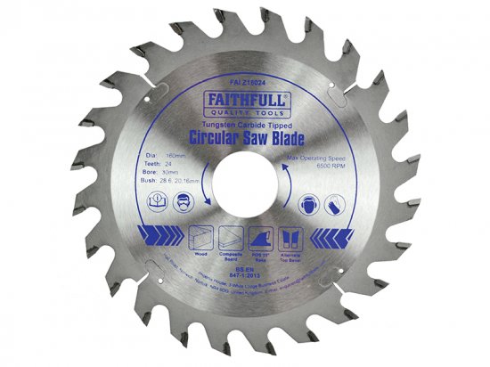 Faithfull TCT Circular Saw Blade 160 x 30mm x 24T POS