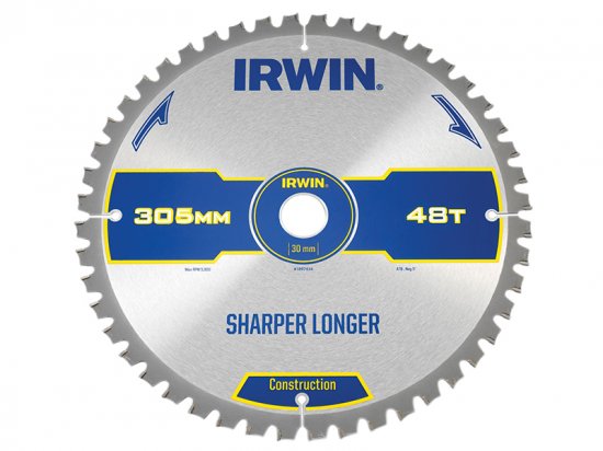 Irwin Construction Mitre Circular Saw Blade 305 x 30mm x 48T ATB/Neg