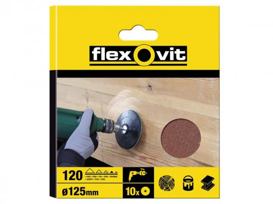 Flexovit Drill Mountable Disc 125mm Fine 120G (Pack 10)