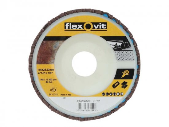 Flexovit Flap Disc For Angle Grinders 115mm 40G