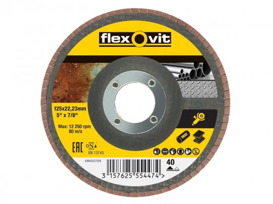 Flexovit Flap Disc For Angle Grinders 125mm 40G