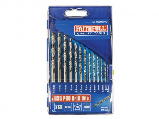 Faithfull Professional HSS Jobber Drill Bit Set 13 Piece (1.5 - 6.5mm)