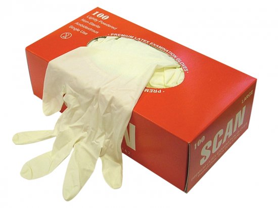 Scan Latex Gloves (Box of 100) - Various Sizes