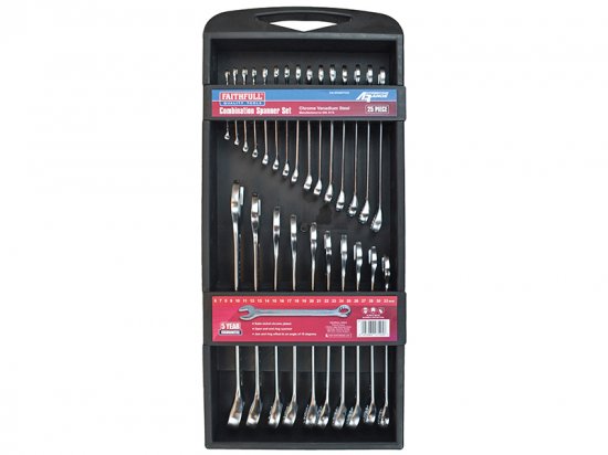 Faithfull Chrome Vanadium Comb Spanner Set 25 Piece