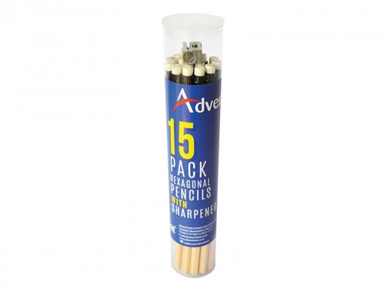 Advent Hexagonal HB Pencils & Sharpener (Tub 15)