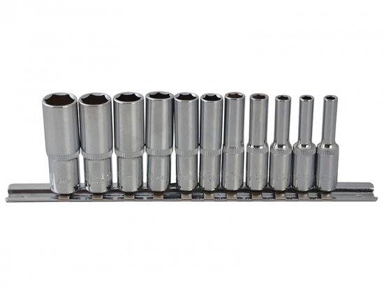 BlueSpot Tools Deep Socket Set of 11 Metric 1/4in Square Drive