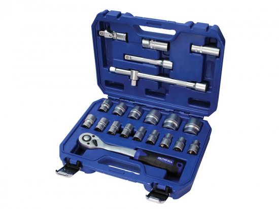 Faithfull Socket Set of 22 Metric 1/2in Drive