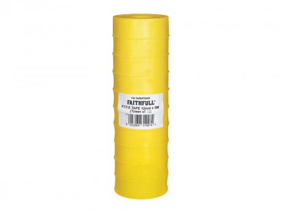 Faithfull P.T.F.E Gas Tape 12mm x 5m White (Pack 10)