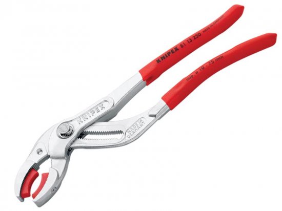 Knipex Plastic Pipe Grip Pliers Plastic Jaws Chrome 250mm - 75mm Capacity