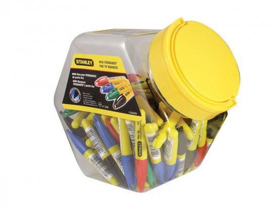 Stanley Tools Mini Fine Tip Marker, Mixed Colours (Tub 72)