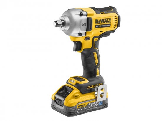 DeWalt XR BL 1/2in HR Anvil Impact Wrench 18V 2x5.0Ah POWERSTACK Li-ion