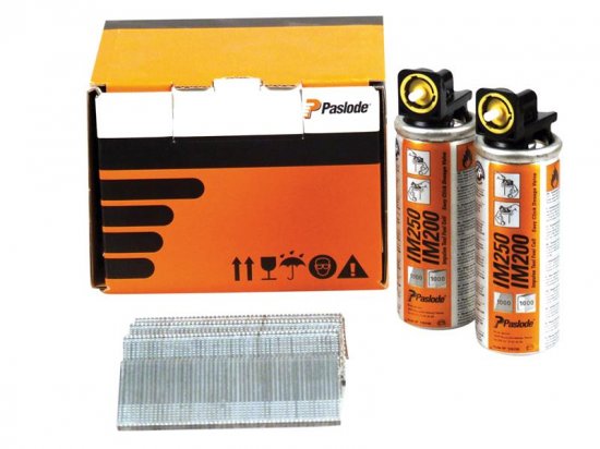 Paslode 19mm IM65 Galvanised Straight Brads 2000 2 x Fuel Cells