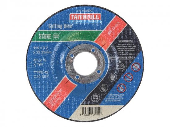 Faithfull Depressed Centre Stone Cutting Disc 115 x 3.2 x 22.23mm