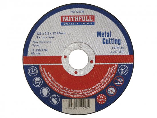 Faithfull Metal Cut Off Disc 125 x 3.2 x 22.23mm