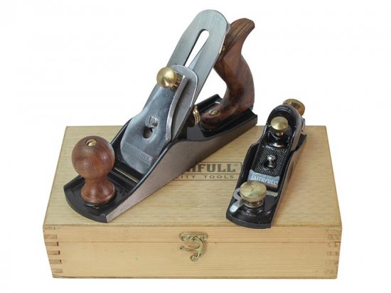 Faithfull No.4 Plane & No.60 1/2 Plane in Wooden Box