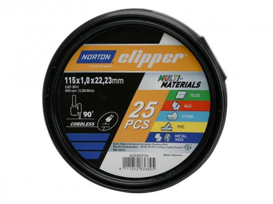 Norton Clipper Clipper Multi-Material Cutting Discs 115 x 22.23mm (Tub of 25)