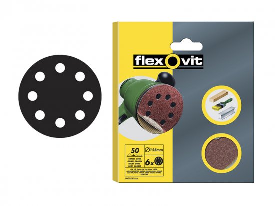 Flexovit Hook & Loop Sanding Disc 115mm Fine 120G (Pack 6)