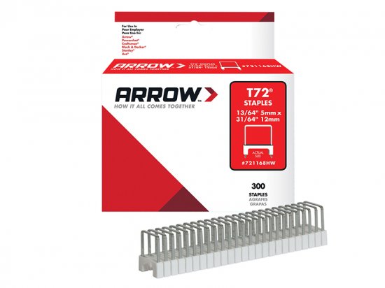 Arrow T72HW Clear Insulated Staples for Hardwood 5 x 12mm (Box of 300)