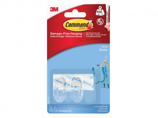 Command Clear Hooks with Clear Strips Small (Pack of 2)