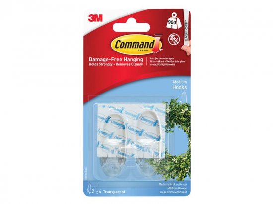 Command Clear Hooks with Clear Strips Medium (Pack of 2)