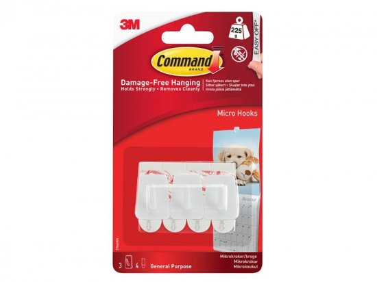 Command White Micro Hooks (Pack of 3)