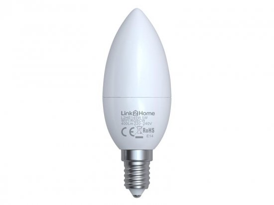Link2Home Wi-Fi LED SES (E14) Opal Candle Dimmable Bulb White + RGB 400lm 5W