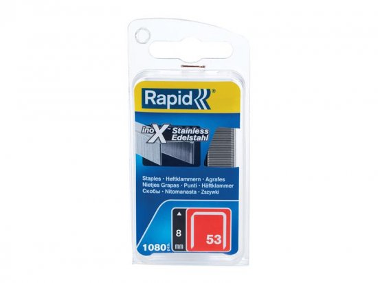 Rapid 53/8B 8mm Stainless Steel Fine Wire Staples (Box of 1080)