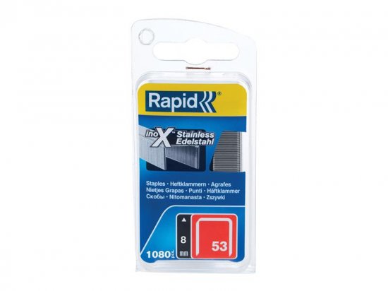 Rapid 53/8B 8mm Stainless Steel Fine Wire Staples (Box of 1080)