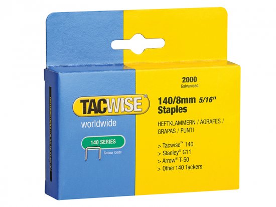 Tacwise 140 Heavy-Duty Staples 8mm (Type T50 G) (Pack of 2000)