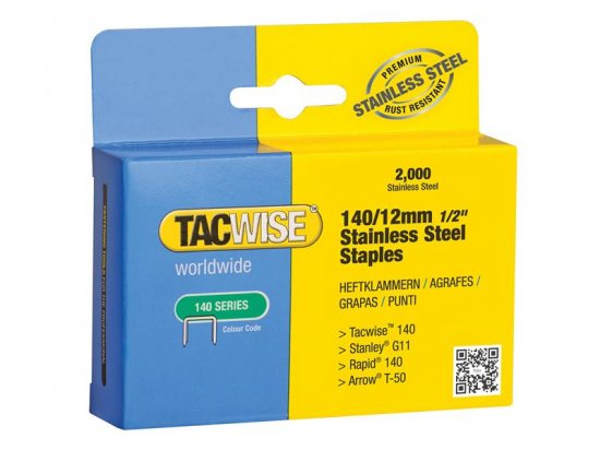 Tacwise 140 Stainless Steel Staples 12mm (Pack of 2000)