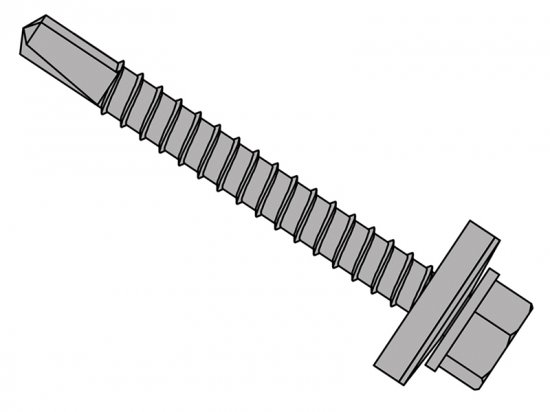 ForgeFix TechFast Roofing Sheet to Steel Hex Screw & Washer No.3 Tip 5.5 x 100mm (Box of 100)