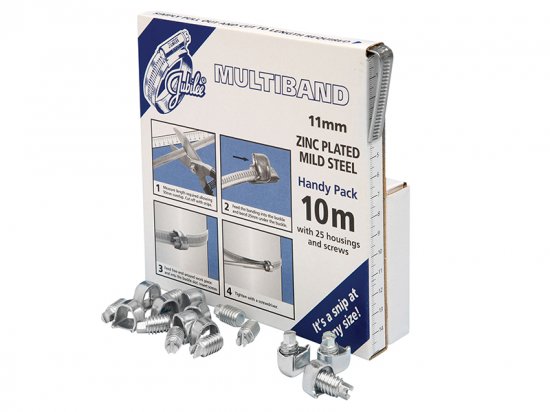 Jubilee Multiband Mild Steel Handy Pack of 11mm (10m + 25 Housings/Screws)