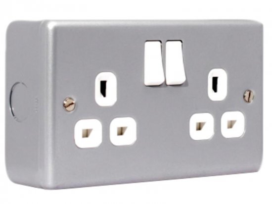 Masterplug Metal Clad Switched Socket 2-Gang 13A