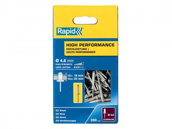 Rapid High Performance Rivets 4.8 x 25mm (Box of 200)