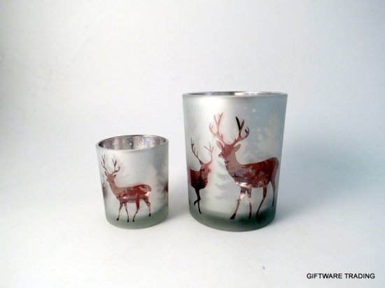 Giftware Trading Votive with Reindeers 7 x 8cm