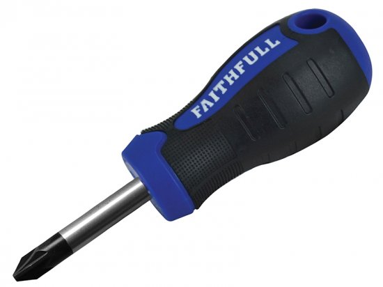 Faithfull Soft Grip Stubby Screwdriver Pozidriv Tip PZ2 x 38mm