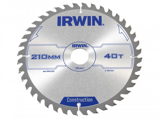 Irwin Construction Circular Saw Blade 210 x 30mm x 40T ATB