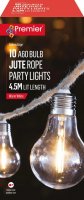 Premier Decorations Jute Rope Party Lights with 10 x A60 Bulbs - Warm White